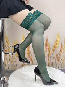 1/2/3/4/5 Pairs Random Women Sexy Lace Trim Solid Color Fashion JK Lolita Thigh High Socks - Multicolor - View 10