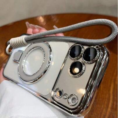 Ốp lưng mạ cao cấp sáng bóng kèm dây đeo cho iPhone 17 Air 16 15 14 13 12 11 17Pro Max 16Plus 16Pro 15promax 14plus dùng cho ốp lưng từ tính MagSafe.
