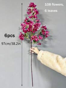 6pcs Artificial Bougainvillea Stems, Outdoor Realistic Bougainvillea Vines, Long Stems, Lifelike Fake Flowers For Wedding, Home Party, Tabletop Decor, Garden DIY, Outdoor Pipe Decor, Birthday & Graduation Gifts - Hot Pink - View 8