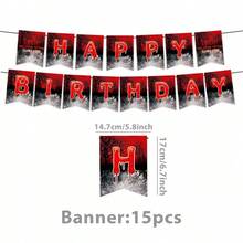 50件套全新生日派对餐具，红黑甜点盘生日派对用品套装，适用于生日派对装饰 - 彩色 - 查看 6