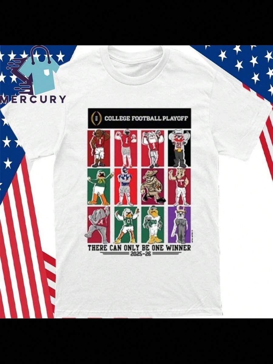2025 College Football Playoff 12 Team Mascots Shirt - 黑色 - 查看 1