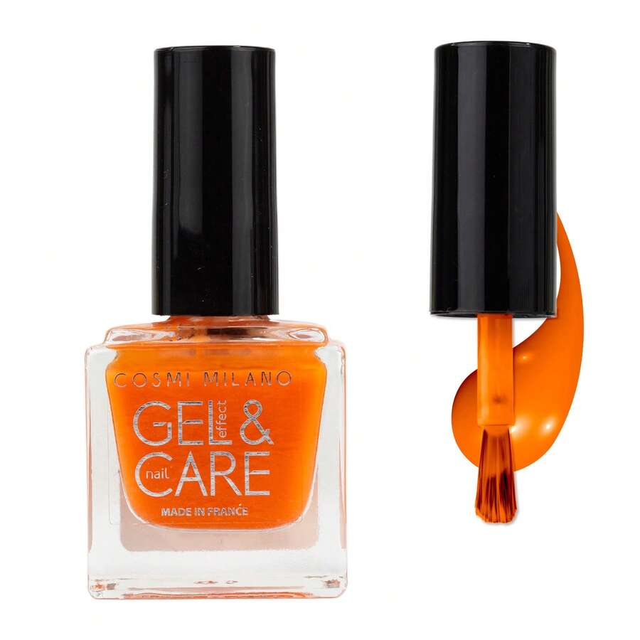 COSMI MILANO Made In Uk 8ml Gel Effect Nail Polish With Moisturizing And Nourishing Treatment For Nails Harmless Natural Transparent Formula Long Lasting And Quick Drying The Colors Of Intense Summer And Travel Holidays For The School Season - ARANCIO FLUO 257 - 查看 1