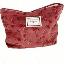 Cosmetic Bags For Women Makeup Bag Large Capacity Purse Travel Toiletry Zipper Storage Pouch Make Up Brushes Organizer For Gifts Dark Red Rose - 深紅色 - 查看 1