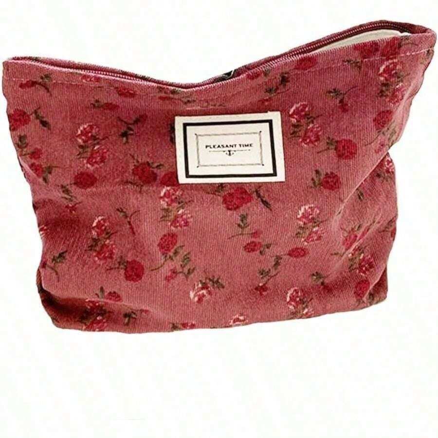 Cosmetic Bags For Women Makeup Bag Large Capacity Purse Travel Toiletry Zipper Storage Pouch Make Up Brushes Organizer For Gifts Dark Red Rose - 深紅色 - 查看 1