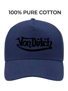 1pcs VonDutch Printed Baseball Cap, Classic Casual Retro Y2K Unisex Baseball Cap, Adjustable Size, Lightweight And Sun Protection, Suitable For Outdoor Sports, Daily Parties, And Vacations, The - Màu xanh hải quân - Xem 3