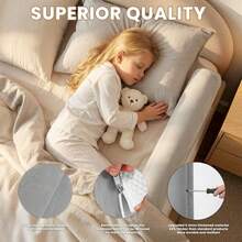 Agislone Portable Inflatable Bed Rail For Toddlers 6 Months To 5 Years, Travel-Friendly Fall Protection Bed Border For Cots Parents' Beds - GRAY - 查看 3