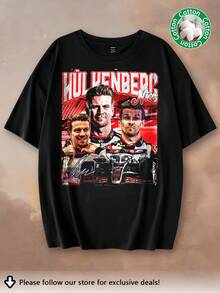 Vintage Nico Hülkenberg T-Shirt, 90s F1 Pirate T-Shirt, Retro Hulks Haas F1 Sweatshirt, Gift For Formulas 1 Fans, 2026 Racing Graphic Print T-Shirt - Made Of Pure Cotton, It Is Soft And Breathable, Suitable For Both Men And Women. It Is A Casual Shirt Suitable For All Seasons And A Stylish Souvenir. It Is Suitable For Everyday Wear, Urban Fashion Enthusiasts, And Music Lovers. - 黑色 - 查看 6