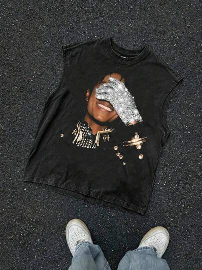 SU ER Men's Printed Crew Neck Short Sleeve T-Shirt And Drawstring Shorts Casual Sui