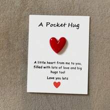 1pc/5pcs Pocket Hug Heart Greeting Card With Mini Resin Heart Pendant, Sweet Encouragement Card, Perfect Gift For Mother's Day, Teacher's Day And Thanksgiving - Red Heart - View 9