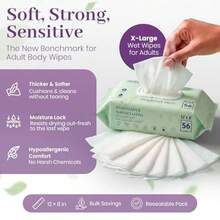 X Large Wet Wipes For Adults - 2 Packs Of 56 [112 Count] Disposable Incontinence Wipes 12" X 8" Adult Wipes For Elderly - Personal Body Wipes For Women And Men Pre Moistened Adult Washcloths - 224 片裝(4 包,每包 56 片) - 查看 3