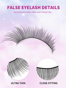 ENCHUW 5对装漫画风鱼尾假睫毛，新手友好，透明睫毛杆，自然逼真，适合宴会、派对、日常佩戴 - 黑色 - 查看 3