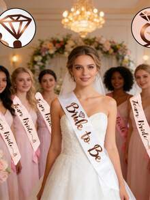 Bridal Shoulder Straps, White/Champagne Color Bridal Decor, Bridesmaid Decorative Sash, Elegant Wedding Decor Shoulder Straps, Bridal Shower Decorations, Bridal Shower Shoulder Straps, Suitable For Bachelorette Party, Prom And Wedding Celebrations, Perfect For Bridal Shower, Decor, Party Supplies - Multicolor - View 5