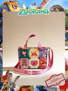 1 Pc Disney Official Licensed Zootopia Pattern Handbag Colorful Sling Bag Drawstring Shoulder Bag Lightweight Handbag - From Verifiable Perfect For Daily/Shopping/Going Out/Valentine's Day - Multicolor - View 1
