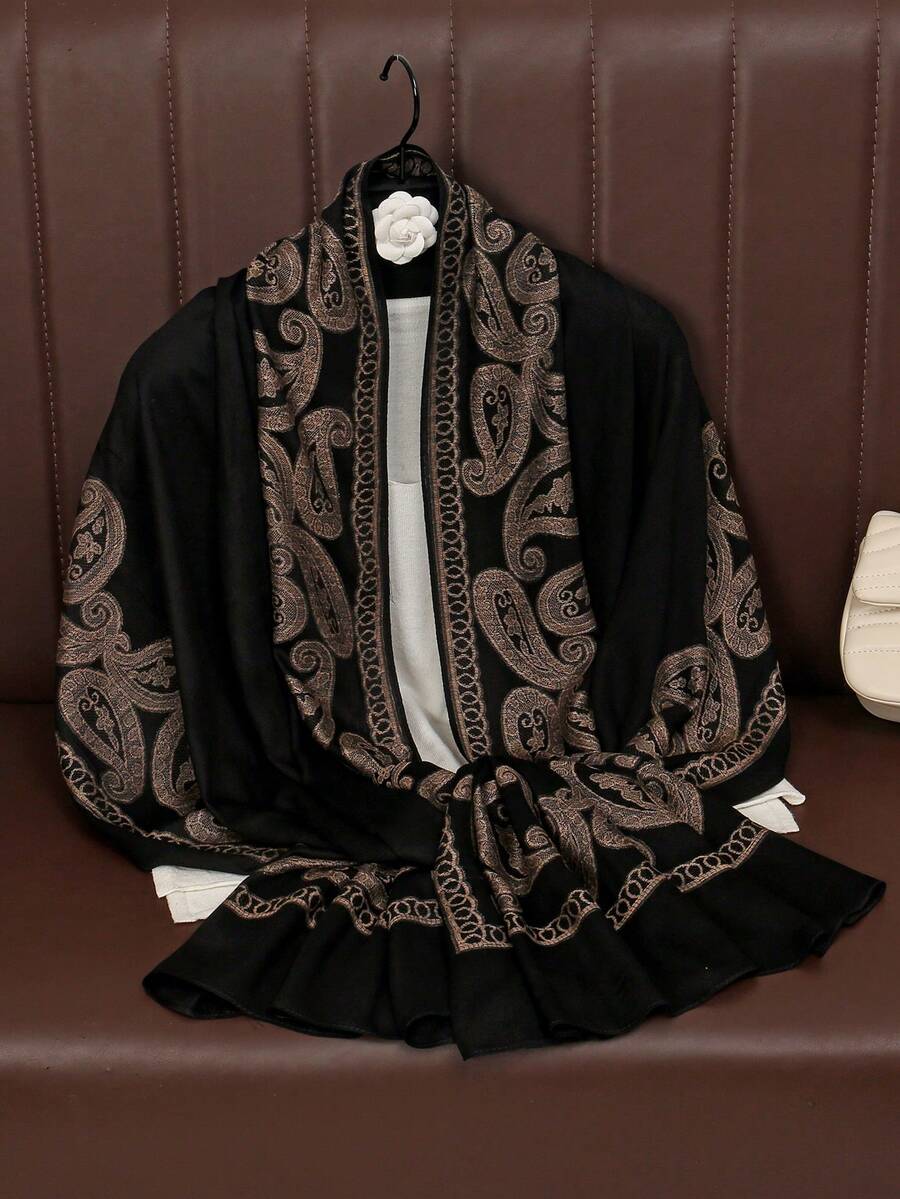 1 chiếc khăn choàng nữ mùa hè mới, chất liệu jacquard màu hạt điều, thời trang, giản dị, đa năng. - Nhiều màu - Xem 1