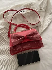1个蝴蝶结装饰PU方形斜挎包，女士手提包，适合日常时尚搭配、外出、购物、派对，优雅女士通勤包，情人节理想礼物，舒适时尚，个性化礼物，2025年配饰，时尚风格适合各种场合，价格亲民，奢华体验，叛逆派对包，适合派对、婚礼、盛会、晚宴/宴会，优雅女士包 - 彩色 - 查看 8