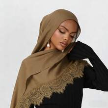 1pc Soft & Breathable Rayon Lace Headscarf, Suitable For Daily Wear, Can Be Paired With Robes - A - View 16