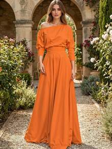 Women Long Dresses - Neon Orange - View 1