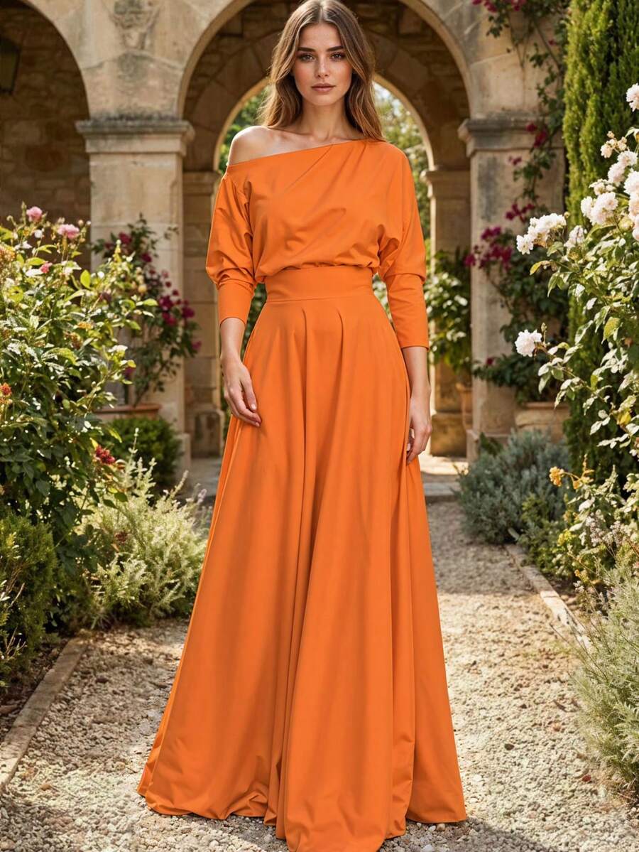 Women Long Dresses - Neon Orange - View 1