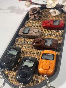 Contador electrónico de grano de madera, contador de recuento manual con retroiluminación LED, llavero con cordón portátil, dispositivo de recuento de sutras budistas, contador de reinicio preciso - Multicolor - Ver 9