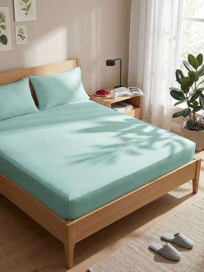 1 pieza Sábana ajustable de unicolor, sábana, ropa de cama, funda de colchón, ropa de cama suave y cómoda para el dormitorio, protector de colchón para el dormitorio, sábanas hipoalergénicas, para todas las estaciones, cubrecama a prueba de polvo, sábana ajustable para cama individual, matrimonial, king, queen, lavable a máquina (sin funda de almohada), regalo perfecto para ocasiones especiales