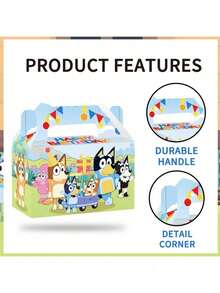 6 piezas Caja de regalo de papel con asa para fiestas de cumpleaños infantiles, con diseño de perro de dibujos animados, caja para aperitivos, regalos pequeños para fiestas de cumpleaños de niños - Multicolor - Ver 4