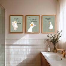 6pcs/Set Funny Silly Duck Bathroom Canvas Mural - Humorous Hand Washing And Rinsing Room Posters, Optional Frame Home Decoration, Room Decoration Aesthetics And Wall Decoration - 6PCS - View 8