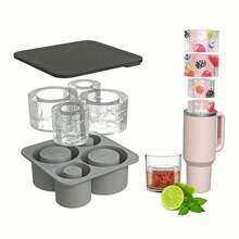 1 khay silicon có nắp, phù hợp với cốc 20oz, 30oz, 40oz, có thể tái sử dụng, khuôn làm đá hình trụ 4 ngăn, phụ kiện cốc, tương thích với dòng sản phẩm Back To School. - Nhiều màu - Xem 3