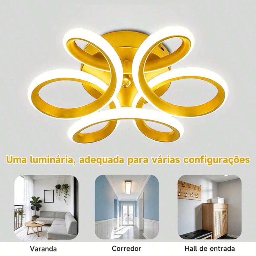 Modern LED Ceiling Light / Chandelier For Hallway, Living Room, Bedroom And Kitchen - 金色 - 查看 1