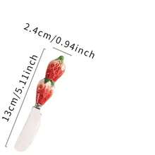 草莓陶瓷柄不锈钢黄油刀，可爱水果造型，适用于涂抹黄油、果酱、奶油奶酪等，家用厨房必备 - 查看 8