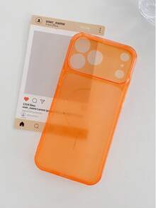 1pc Classic Minimalist Orange Translucent Perforated Camera Soft Phone Case, Compatible With Apple 17, AIR, 17PRO, 17PROMAX, 16promax, 14/13, 12, 11 Pro Max And Other Models, Anti-Drop, Can Be Used As Birthday Gift, Girlfriend, Boyfriend Or Self-Use - Orange - View 3