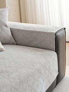 1pc Solid Color Chenille Linen-Like Texture Sofa Cover, Minimalist Ins Style Design, Pet Friendly, Durable, Washable, Suitable For Living Room, Bedroom, Study, Outdoor, Fits 1/2/3/4 Seater Sofa - Grey - View 9