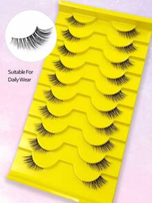 Asiteo 10 Pairs Natural Half-Piece Cat Eye False Eyelashes, Transparent Band With Soft Fluffy Fine Lightweight Faux Mink 3D Lashes, Suitable For Daily Makeup To Extend Lashes, Reusable Natural Look - Black - View 3
