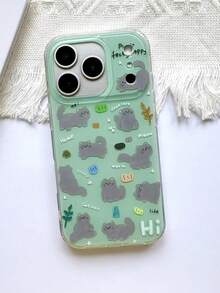 Cute Cartoon Cat Green Jelly Phone Case Compatible With IPhone 17 Pro Max, 17 Pro, 16 Pro Max, 14, 15 Pro, 13, 12 Pro, 14 Plus, 17 Air, 11, Soft Protective Cover - Green - View 5