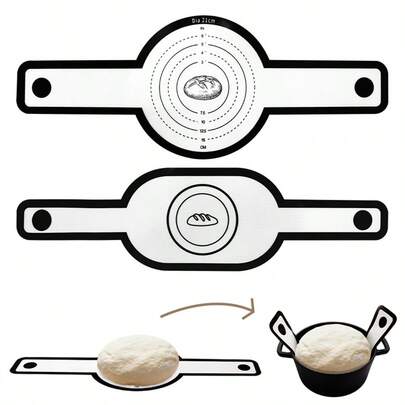 2pcs Silicone Bread Proofing Mat, With Extended Heatproof Handle, Precise Measurement Markings, Non-Stick Easy Clean, Suitable For Dutch Oven, Oven, Air Fryer, Foldable Storage, Dishwasher , Baking Enthusiasts Essential, Multi-Color Options