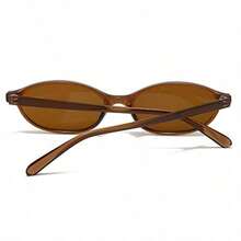 1 Cặp kính thời trang gọng nhỏ hình bầu dục kiểu retro mới, unisex, cao cấp, thích hợp cho chụp ảnh đường phố và du lịch. - Màu nâu - Xem 4