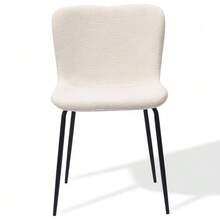 Modern Dining Chairs With High Rounded Backrest, Fabric Upholstery & Metal Legs (3 Colours) | Set Of 2 - White - View 1