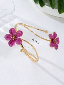 1 pièce Bracelet pour femme en forme de fleur à cinq pétales, bijou floral aux couleurs inégales - Forme de fleur - Voir 11