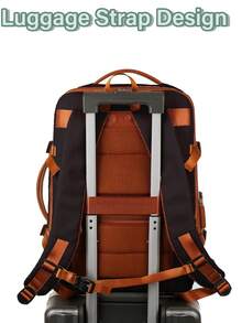 1pc Large Capacity Business Travel Backpack With Luggage Strap And USB Charging Port. Multi-Compartment Laptop Backpack With Separate Shoe Compartment And Luggage Sleeve. Practical Student Laptop Bag With Laptop Compartment. Solid Color Sports Backpack With Handle. High Capacity Student Backpack. - Black - View 6