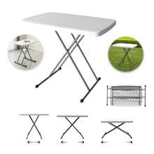 Raganet Mesa de Servicio Plegable de Plastico Ajustable en 8 Alturas Diferentes Mesa de 76cm Largo y 50cm Ancho Interior y Exterior Plastico Reforzado Color Blanco  0581957 - como en la foto - Ver 5