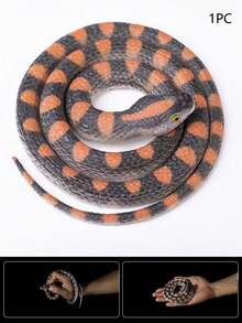 逼真软橡胶蛇玩具，栩栩如生的蟒蛇图案设计，吓人的动物蛇道具，吐舌蛇和蝰蛇，派对恶作剧蛇模型玩具，愚人节搞笑礼物 - 彩色 - 查看 24