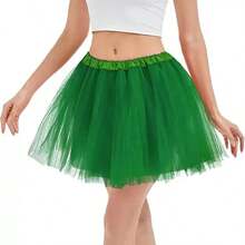 1 pieza Falda de tul, Falda tutú, Falda de ballet con vuelo - Verde Lima - Ver 1