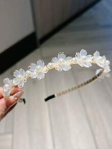 1件装女士双层樱花水钻合金发箍，精致优雅少女风，适合户外、活动和派对佩戴，秋季、旅行、美发工具、发饰、美妆配件、礼物、旅行、女士礼物、发饰、圣诞礼物、圣诞袜填充物、女士圣诞袜填充物、发箍发饰 - 彩色 - 查看 10