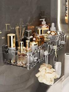 1pc Bathroom Shelf Rack, Wall Mounted Organizer For Bathroom, Vanity, Toiletries Storage - Multicolor - View 5