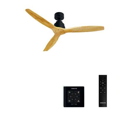  CREATE - Ventilatore da soffitto silenzioso da 40W, 100% legno, senza luce, motore nero, M (Ø132cm) (stanze 10m²-25m²) - Consegna in Spagna (penisola) in 24/48 ore - WIND STYLANCE NATURAL WOOD