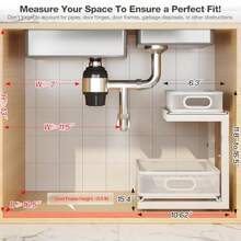 Paquete de 2 organizadores de almacenamiento debajo del fregadero con cajón deslizante de 2 niveles sofisticado estante extraíble de malla para cocina y baño se adapta a artículos pequeños pista - blanco - Ver 2