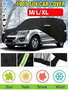 Outdoor Full Car Cover, Waterproof, Windproof, UV-Resistant, Snowproof, Dustproof Car Protection Cover, Equipped With Reflective Warning Strips And Windproof Fixing Ropes, Suitable For Sedan, SUV And Hatchback Universal - Multicolor - View 4