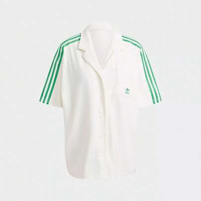 Adidas Women's Classic Striped Comfortable Loose Casual Short Sleeve Shirt JH0614