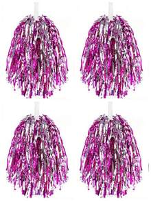 Aluminum Foil Long Thin Ribbon Cheerleading Pom Poms, PE Material Waterproof 20g Ribbon Handle Baton, Reusable Handle Pom Poms, Suitable For Cheerleading Support Pom Poms, Dance Team Performance Tools, Outdoor Square Dance Pom Poms, Fan Support Cheering Props Set - Multicolor - View 12