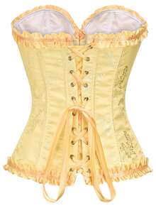 Áo corset thắt lưng họa tiết Intarsia dành cho nữ, thích hợp cho tiệc năm mới, ngày Valentine, lễ hội, lễ tốt nghiệp và mùa hè. - Màu vàng - Xem 3