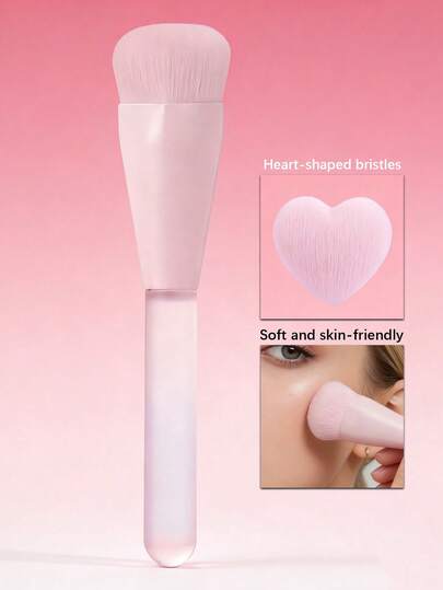 2pcs/1pc Heart-Shaped Soft Makeup Brushes With Thickened Handles, Suitable For Foundation, Blush, Highlighter And Ideal For Beginners, Great Personal Makeup Tool And Mother's Day Gift